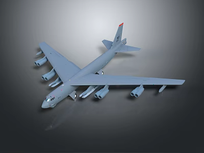 Gray Large Airplane Model With Multiple Engines And Red Tail Fin On Dark Background 3d model