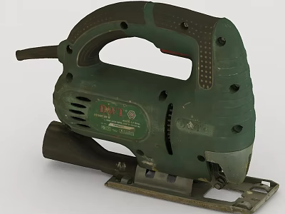 Green Electric Jigsaw Power Tool With Ergonomic Handle And Metal Base 3d model