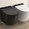 Modern Smart Wall Mounted Black And White Toilets In Bathroom Interior