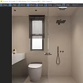 Modern Bathroom Interior Design With Window Blinds Toilet Sink And Shower Area