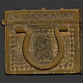 Decorative Brass Storage Box With Intricate Carved Patterns And Ring Handle 3d model