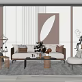 Modern sofa coffee table combination 3d model