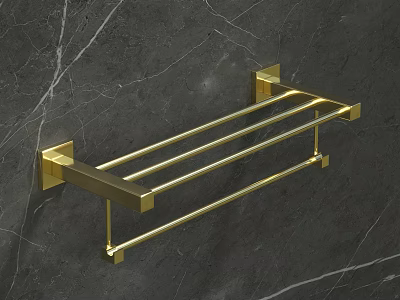 Elegant Golden Door Handle Design for Modern Home with Sleek Structure and Marble Wall Background 3d model