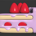 Layered Cake with Pink Frosting and Red Strawberry Toppings Yellow and Pink Layers