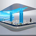 Open Interactive Zone Design With City Model Skyscrapers Display Screen And Modern Lighting 3d model