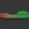 Colorful Green Red Gradient Vehicle with Black Seat Handlebars and Streamlined Design