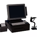 Commercial POS System With Touchscreen Monitor Keyboard Receipt Printer And Barcode Scanner