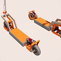 Two Orange Electric Scooters With Modern Design And Wheels On White Background