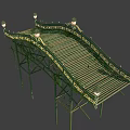 Ornate Metal Bridge Structure With Decorative Railings Lamp Posts And Striped Deck 3d model
