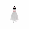 Elegant Strapless Dress With Sequined Top Pink Sash And White Tulle Skirt