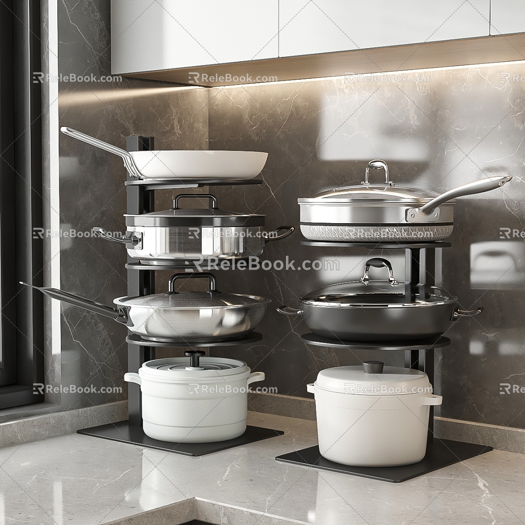 Kitchen pot storage rack 3d model