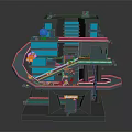 Vibrant Cartoon Scene With Multi Level Structure Slide Platforms And Characters
