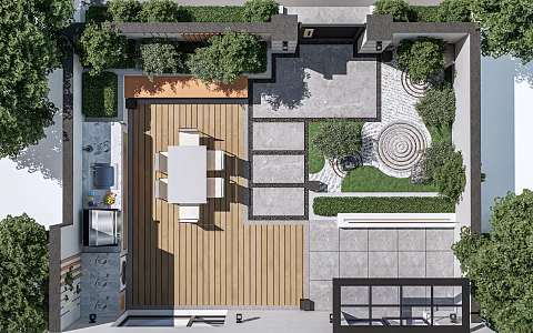 Modern courtyard landscape roof garden courtyard garden courtyard sketch 3d model
