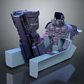 Detailed 3D Model of Mechanical Control Console With Buttons Screens and Structural Components
