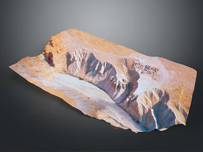 Majestic Rocky Mountain Landscape With Deep Canyon And Ancient Structures In Terrain 3d model