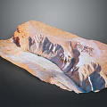 Majestic Rocky Mountain Landscape With Deep Canyon And Ancient Structures In Terrain
