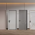 Modern Interior Hinged Doors With Various Geometric Patterns And Neutral Colors 3d model