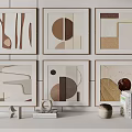 Geometric Abstract Wall Art Display With Shelf Books And Decorative Objects 3d model