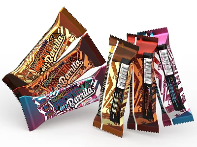 Assorted Colorful Wrapped Chocolate Bars With Vibrant Designs And Flavors 3d model