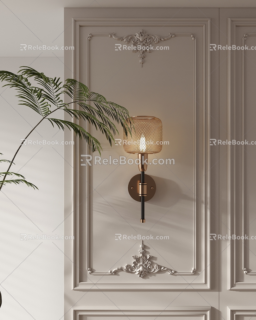 French Style Light Luxury Wall Lamp Strip Wall Lamp 3d model