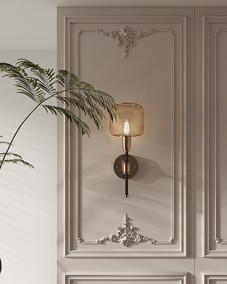 French Style Light Luxury Wall Lamp Strip Wall Lamp 3d model