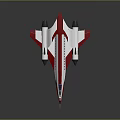 Red And White Streamlined Aircraft Model With Twin Engines And Fuselage Windows
