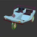 Blue Open Top Tricycle With Two Seats And Front Headlight Design
