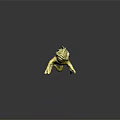Yellow Chameleon Figure With Red Black Spots Woven Texture And Reflection On Dark Background