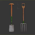 Orange And Green Handle Garden Hardware Tools With Metal Shovel And Fork