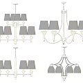 Various Chandelier Designs With Gray Lampshades White Frames And Stylish Home Decor Elements 3d model
