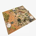 Detailed Military Cannon in Battlefield Model With Bunkers Trees and Trenches