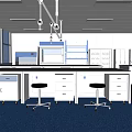 Modern Lab Interior Design With Benches Fume Hoods Storage Cabinets And Lighting