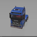 Blue Scania Heavy Duty Truck Featuring Stylish Emblem Six Wheels And Reflective Surface