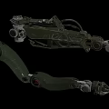 Detailed Industrial Green Mechanical Arm Design With Robotic Joints Red Accents And Metal Components