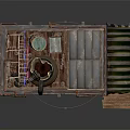 Steampunk Themed Mobile Building With Neon Spicy Sign Metal Structure Canopy And Wheeled Base