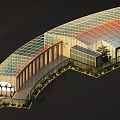 Modern Glass Architecture With Curved Transparent Roof And Surrounding Greenery