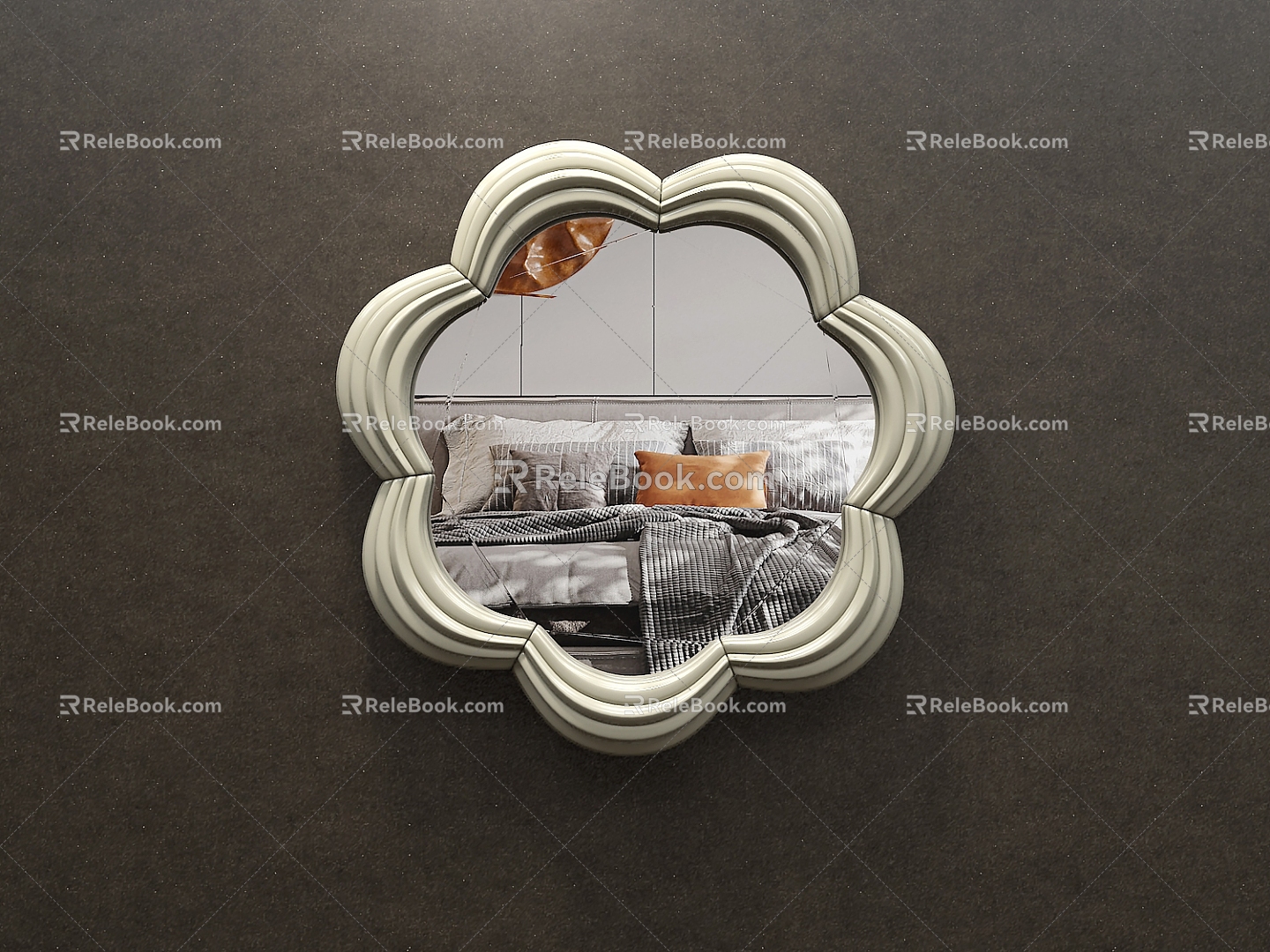 Cream Style Mirror Art Irregular Flower Hanging Mirror Makeup Dressing Mirror Bathroom Mirror 3d model