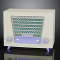 Vintage Style Headphone Speaker With Retro Grille Design And Purple Knob Accents