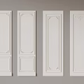 Four White Door Panels With Different Carved Patterns Arranged In Row 3d model