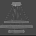 Elegant Multi Tiered Crystal Chandelier with Hanging Circular Rings and Metallic Accents