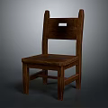 Simple Design Wooden Chair Furniture With Square Backrest Cutout And Sturdy Legs