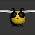Cute Cartoon Bee Figure With Yellow Black Body And White Wings