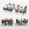 Elegant Modern Four Piece Dining Table Set With Marble Top And Beige Chairs 3d model