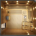 Luxurious Wooden Sauna Interior With Paneled Walls Benches And Ambient Lighting