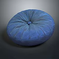 Blue Round Pleated Cushion With Center Button For Home Seating Decor 3d model