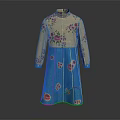Traditional Chinese Robe With Yellow Floral Upper And Blue Decorative Lower Section