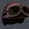 Vintage Pink Helmet With Shiny Surface And Classic Goggles Design