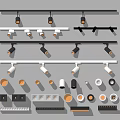 Modern Design Track Mounted Downlights And Spotlights Various Styles LED Lighting 3d model