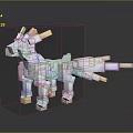 Pixel Art 3D Dragon Character With Blocky White Body Blue Eyes And Horns