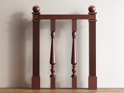 European-style wooden railing guardrail 3d model